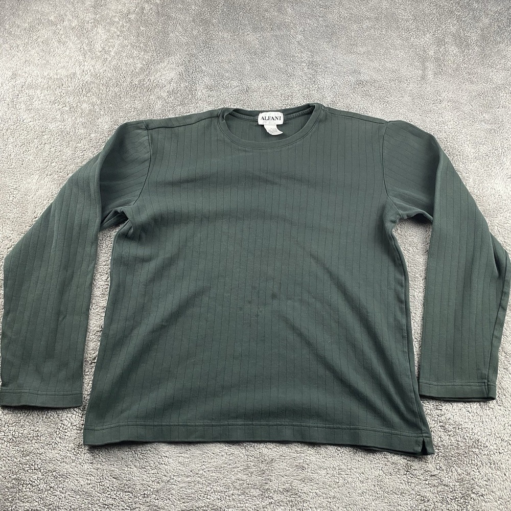 Alfani Pullover Sweater Mens Large Dark Green Long Sleeve Crew‎ Neck